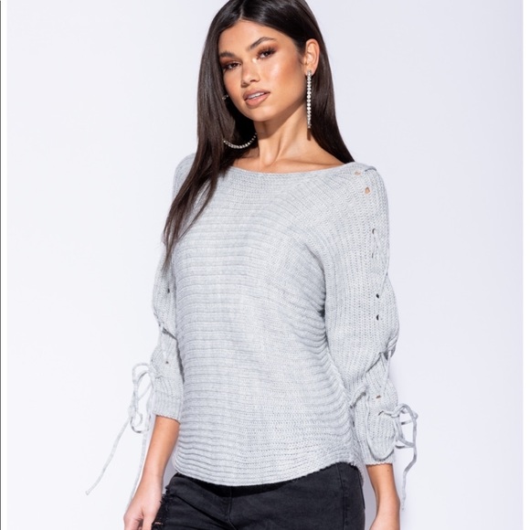 Bundle Only! Silver, Laced & Ribbed Sweater - Picture 3 of 4